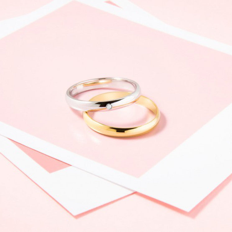 Alianza de boda elegante caña 3 milímetros con diamante - foto 2