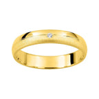 Alianza de boda oro amarillo brillo y mate con diamante - foto 1