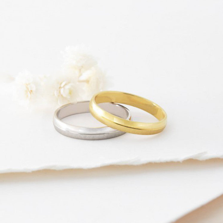 Alianza de boda oro amarillo brillo y matizada 3,5mm - foto 5