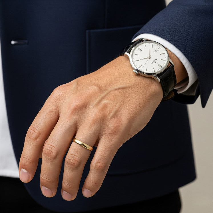 Alianza de boda oro amarillo de 18k pulido de 3,50 milímetros - foto 2
