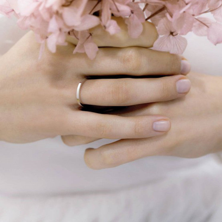 Alianza de boda plana oro blanco de 1,65mm anchura - foto 2