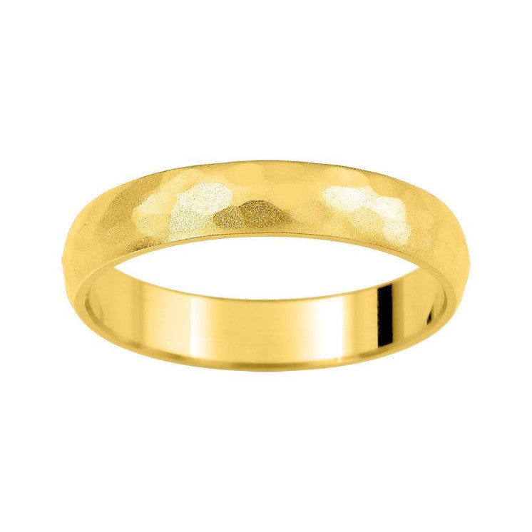 Alianza de oro amarillo 3,5mm ancho terminación martellato grueso - foto 1