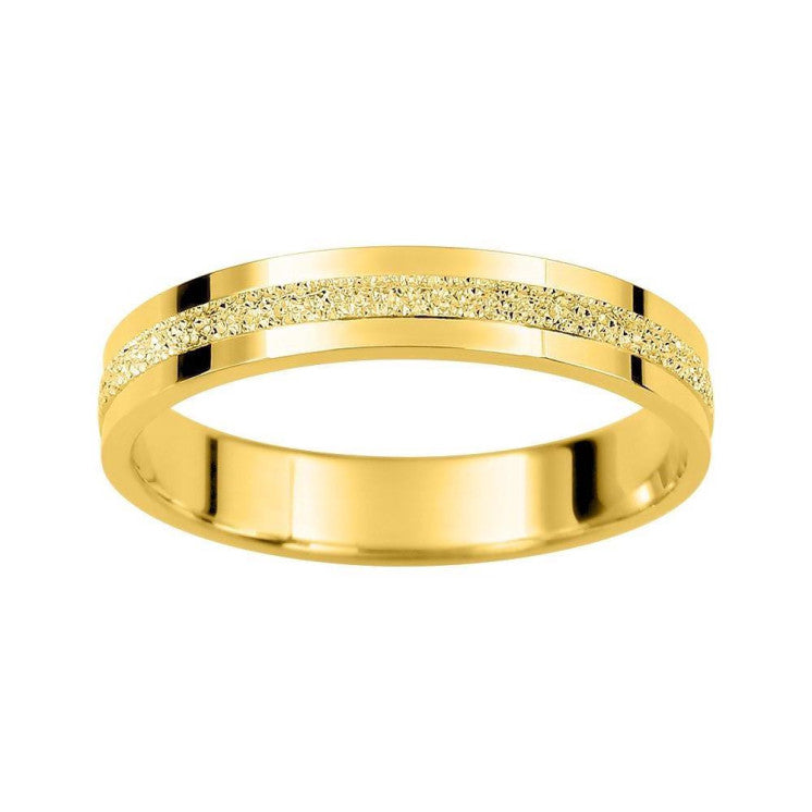 Alianza de oro amarillo con franja central diamantada - foto 1
