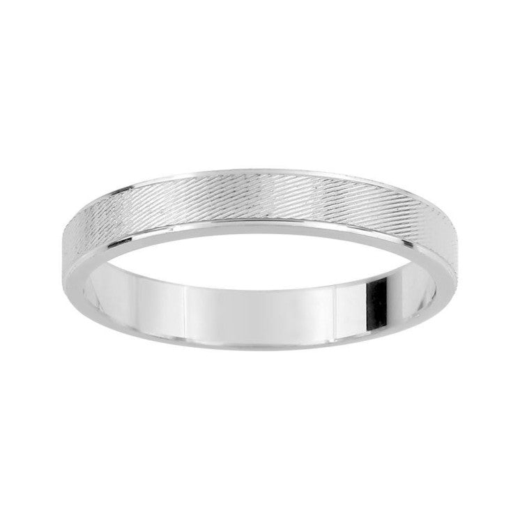 Alianza de oro blanco 18k con 3mm ancho texturizada - foto 1