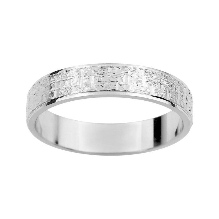 Alianza de oro blanco plana matizada efecto piedra stone - foto 1