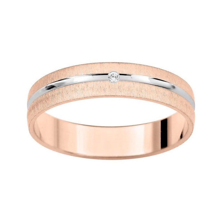 Alianza de oro rosa con diamante - foto 1