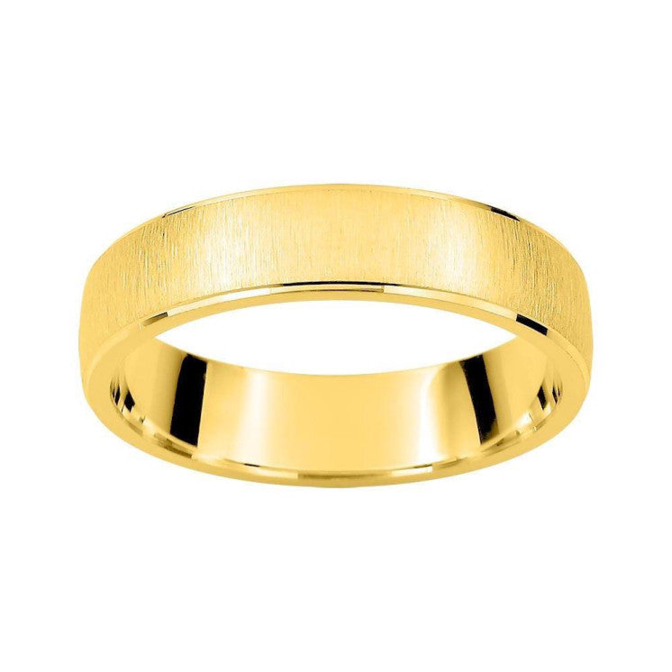 Alianza oro amarillo de 4.5mm texturizada con biseles - foto 1