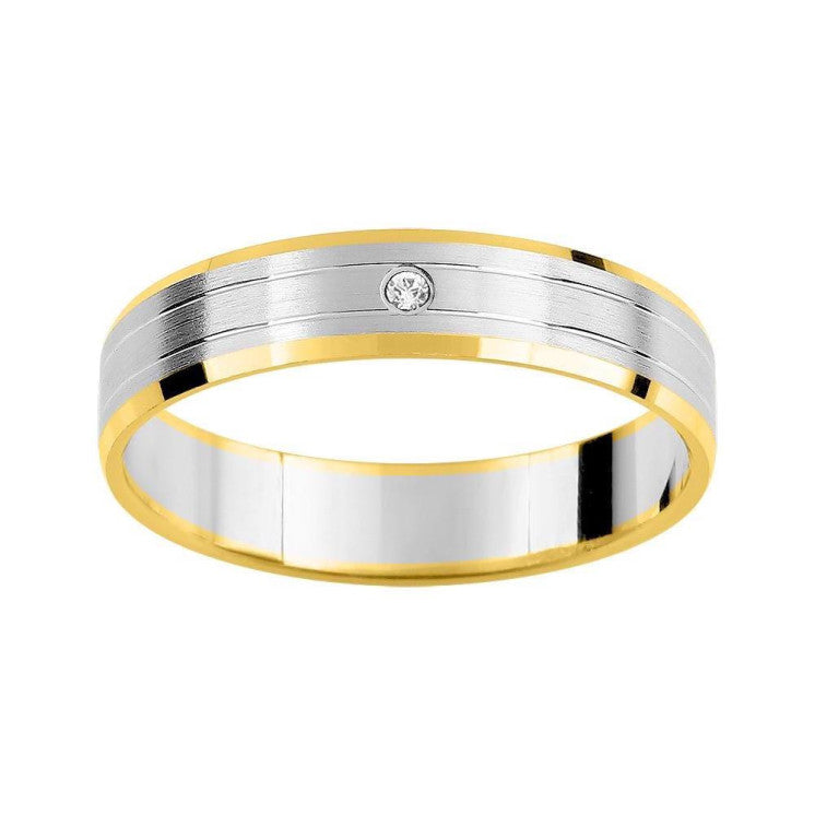Alianza oro bicolor 4 milímetros de ancho con diamante 0,01ct - foto 1