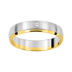 Alianza oro bicolor amarillo brillo y satinado blanco con diamante - foto 1