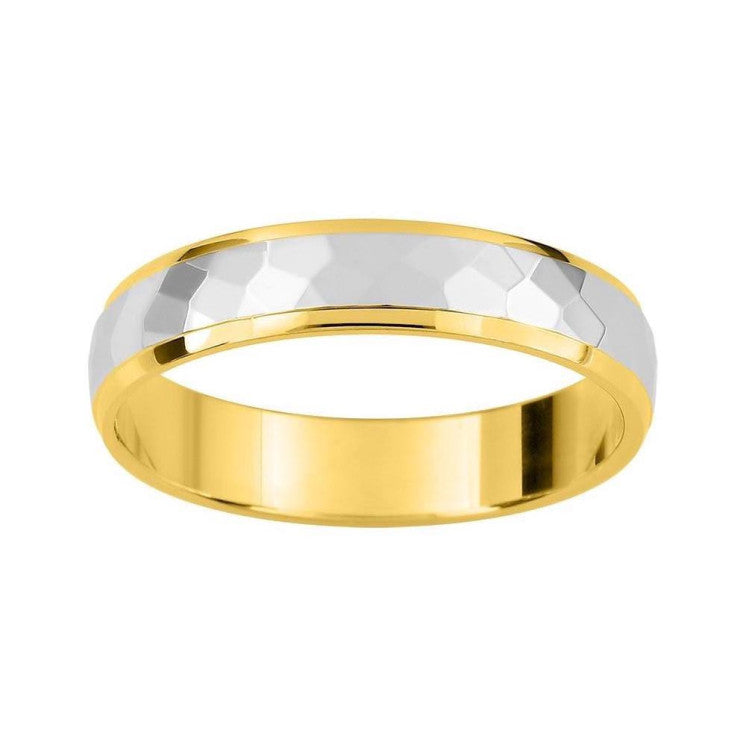 Alianza oro bicolor oro amarillo y facetado blanco efecto prismas - foto 1