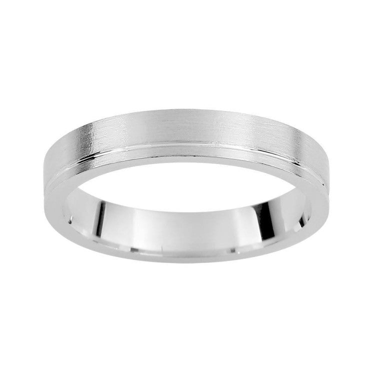Alianza oro blanco 3.5mm mate con línea lateral - foto 1