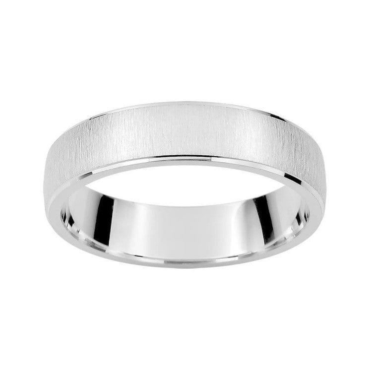 Alianza oro blanco de 4.5mm texturizada con biseles - foto 1