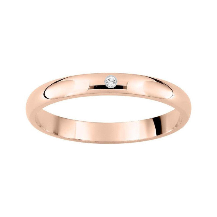 Alianza oro rosa clásica con diamante - foto 1