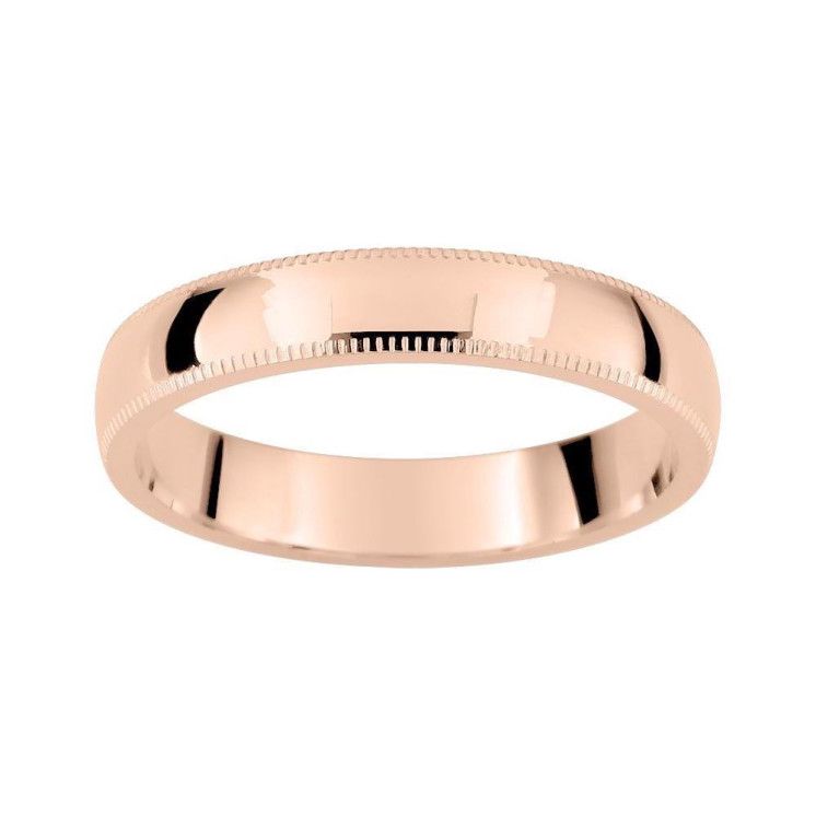 Alianza oro rosa con biseles grabados 3.5mm - foto 1