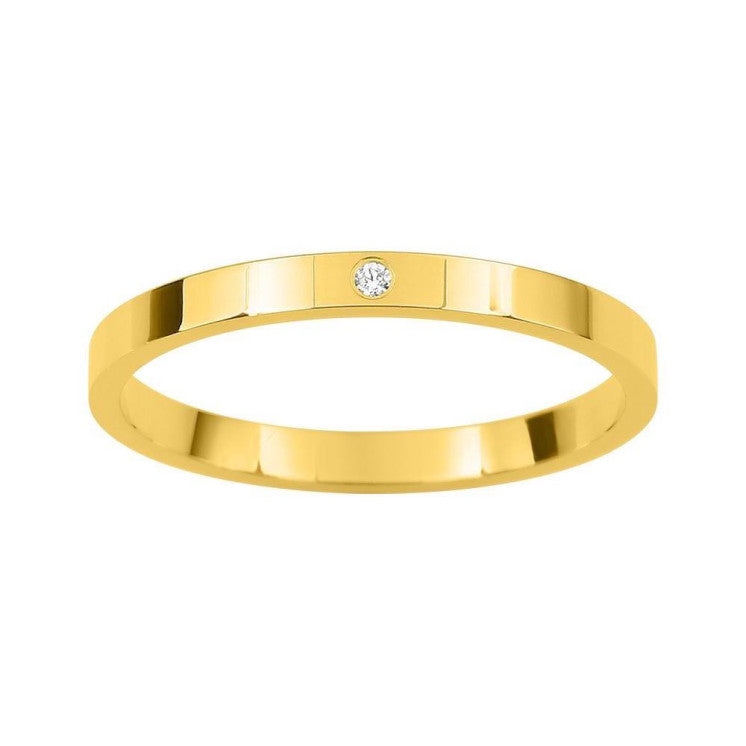 Alianza plana 2mm de oro amarillo 18k con diamante - foto 1
