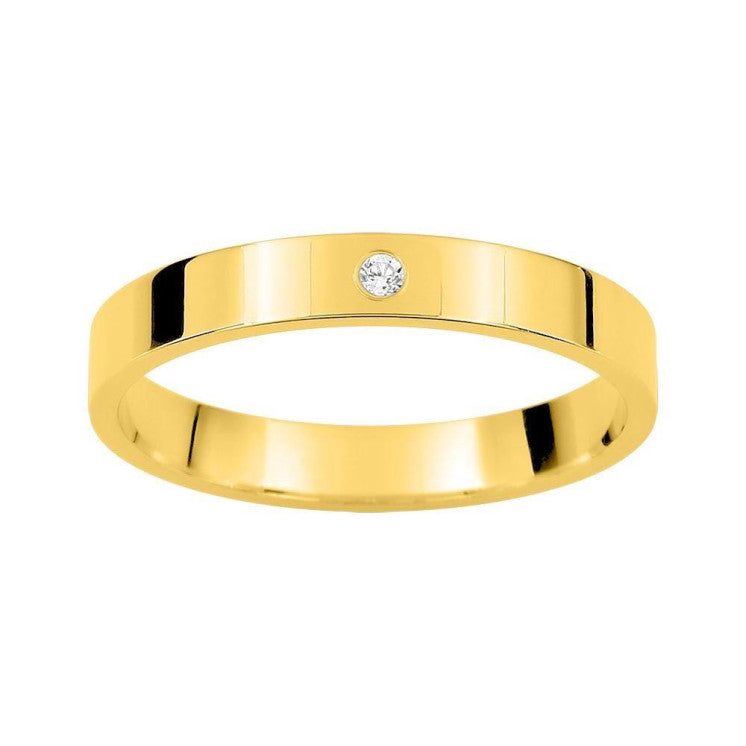 Alianza plana 3mm oro amarillo de 18k con diamante - foto 1