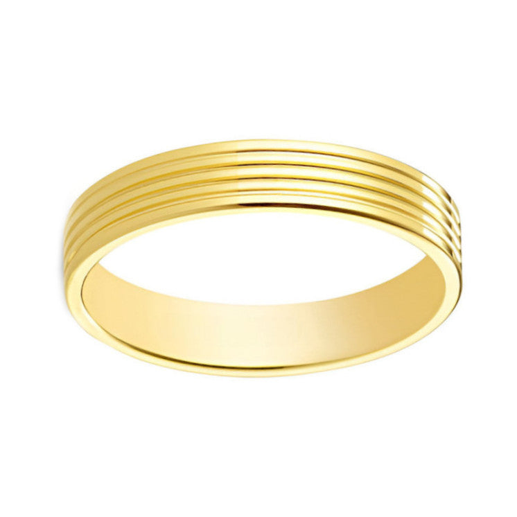 Alianza plana de oro amarillo 18k con 4 líneas en brillo - foto 1