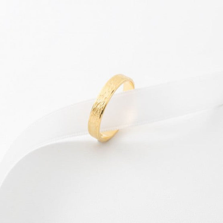 Alianza plana de oro amarillo efecto piedra modelo stone - foto 2