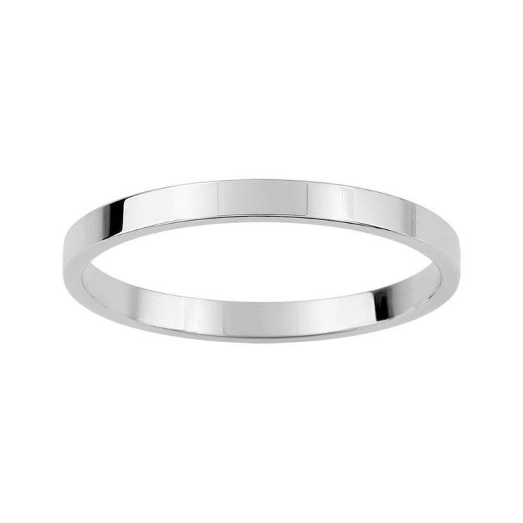 Alianza plana oro 9k blanco 2mm - foto 1