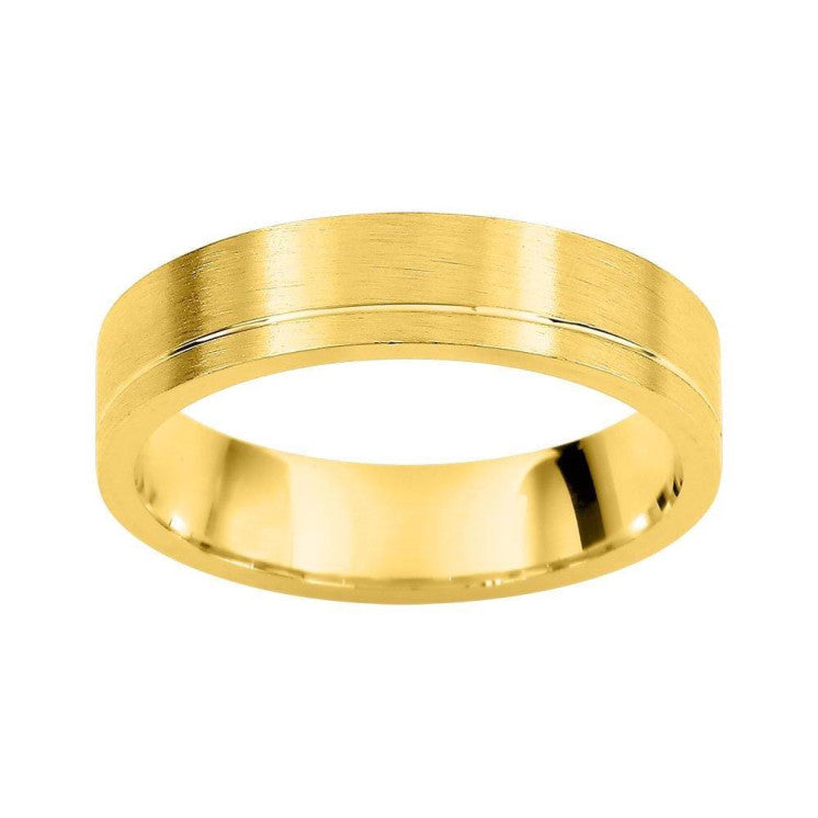 Alianza plana oro amarillo satinada con línea lateral - foto 1